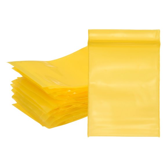 Uxcell Opaque Plastic Reclosable Zip Poly Bags, (2.4" x 1.6" - 4.7 Mil Thick, Yellow) (200 Pcs), Resealable Lock Seal Zipper Durable Seal Lock Bags, Suit for - Jewelry/Photos/Shipping