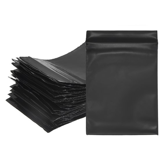 Uxcell Opaque Plastic Reclosable Zip Poly Bags, (2.8" x 2" - 4.7 Mil Thick, Black) (200 Pcs), Resealable Lock Seal Zipper Durable Seal Lock Bags, Suit for - Jewelry/Photos/Shipping