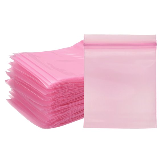 Uxcell Opaque Plastic Reclosable Zip Poly Bags, (3.1" x 2.4" - 4.7 Mil Thick, Pink) (200 Pcs), Resealable Lock Seal Zipper Durable Seal Lock Bags, Suit for - Jewelry/Photos/Shipping