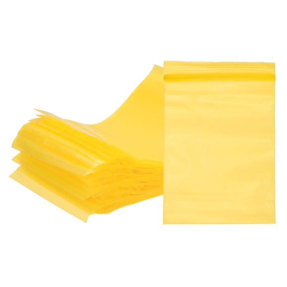 Uxcell Opaque Plastic Reclosable Zip Poly Bags, (4.7" x 3.1" - 4.7 Mil Thick, Yellow) (200 Pcs), Resealable Lock Seal Zipper Durable Seal Lock Bags, Suit for - Jewelry/Photos/Shipping