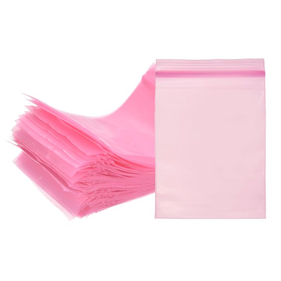 Uxcell Opaque Plastic Reclosable Zip Poly Bags, (5.1" x 3.5" - 4.7 Mil Thick, Pink) (200 Pcs), Resealable Lock Seal Zipper Durable Seal Lock Bags, Suit for - Jewelry/Photos/Shipping