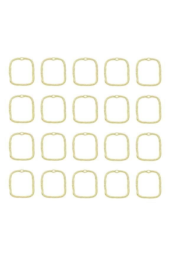 Open Bezels for Resin, 30Pcs Alloy Medium Size Hollow Rectangular Open Back Frame Pendants, Gold Tone