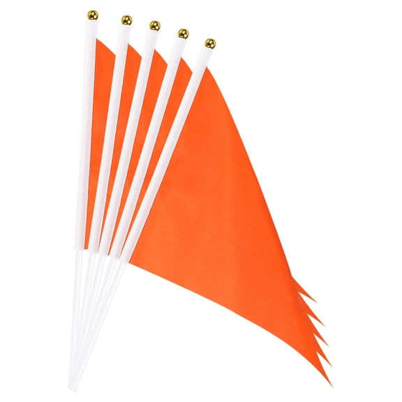 Uxcell Orange Flag Stick, Hand Held Mini DIY Flag 8.2x5.5 Inch Triangle 40pcs