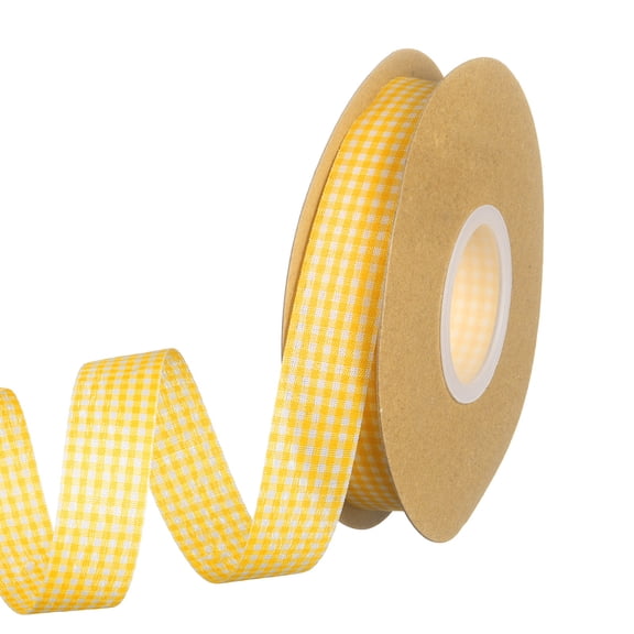 Uxcell Orange Gingham Ribbon, 25/32 Inch x 50 Yard Orange and White Plaid Ribbon, Polyester Checkered Ribbon for Crafts, Hair Accessories, Gift Wrapping, Party Decoration
