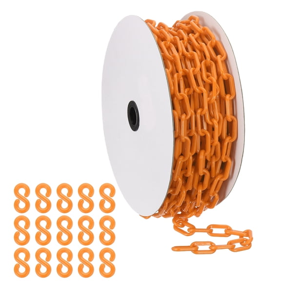 Uxcell Orange Plastic Chain, 72 ft 6mm Safety Barrier Chain for Crowd Control