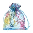 thumbnail image 1 of Organza Bag 3.5" x 4.7", Colorful Coral Mesh Bags Drawstring Gift Bags Party Favor Bag Lake Blue-Gold, 50Pcs, 1 of 6