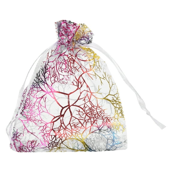 Uxcell Organza Bag, Sheer Colorful Coral Mesh Bags Drawstring Gift Bags Party Favor Bags Jewelry Pouches White-Gold 3.5" x 4.7"
