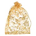thumbnail image 1 of Uxcell Organza Bag, Sheer Flowers Heart Mesh Bags Drawstring Gift Bags Bulk Party Favor Bag Jewelry Pouches Gold 5" x 7", 1 of 6
