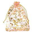 thumbnail image 1 of Uxcell Organza Bag, Sheer Flowers Heart Mesh Bags Drawstring Gift Bags Bulk Party Favor Bag Jewelry Pouches Pink-Gold 4" x 6", 1 of 6