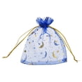 thumbnail image 1 of Uxcell Organza Bag, Sheer Moon Star Mesh Bags Drawstring Gift Bags Bulk Party Favor Bag Jewelry Pouches Bright Blue-Gold 3.5" x 5", 1 of 6