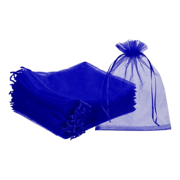 Uxcell Organza Bags, (6 x 8 Inch, Bright Blue)(50 Pcs), Drawstring Sheer Organza Gift Bags Mini Mesh Jewelry Gift Pouch, Suit For- Wedding/Party/Candy/Christmas/Favors