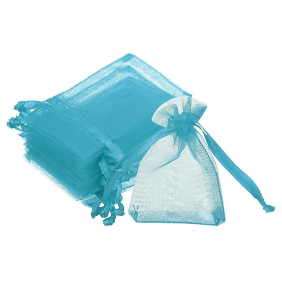 Uxcell Organza Bags, Favor Pouches Sheer Drawstring Mesh Bag for Gift Jewelry Christmas Wedding Festival Party Candy Sky Blue 2 in 3 in