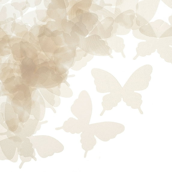 Uxcell Organza Butterfly Ornament, 20 Pack Fabric Butterflies Bows Butterfly Decoration Appliques, Champagne