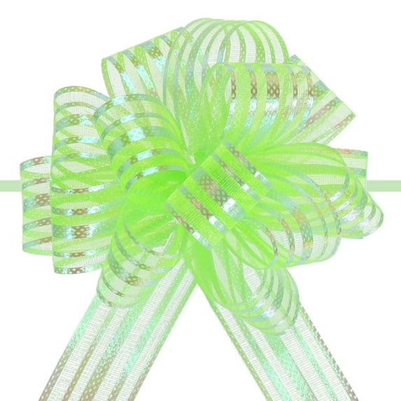 Uxcell Organza Large Pull Bow Gift Wrapping Bows Ribbon Chiffon Yarn for Wedding Basket Presents Christmas Green 4"