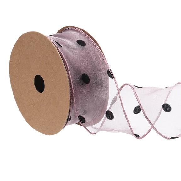 Uxcell Organza Ribbon (2 Inch x 10 Yards) - Polka Dot with Wave Ribbon Edge, for Gift Wrapping Wedding Hair Bows Bouquet DIY Crafts Decor, Purple