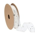 thumbnail image 1 of Uxcell Organza Star Ribbons Wired Christmas Tree Print Glitter Ribbon Beige 1 in, 1 of 6