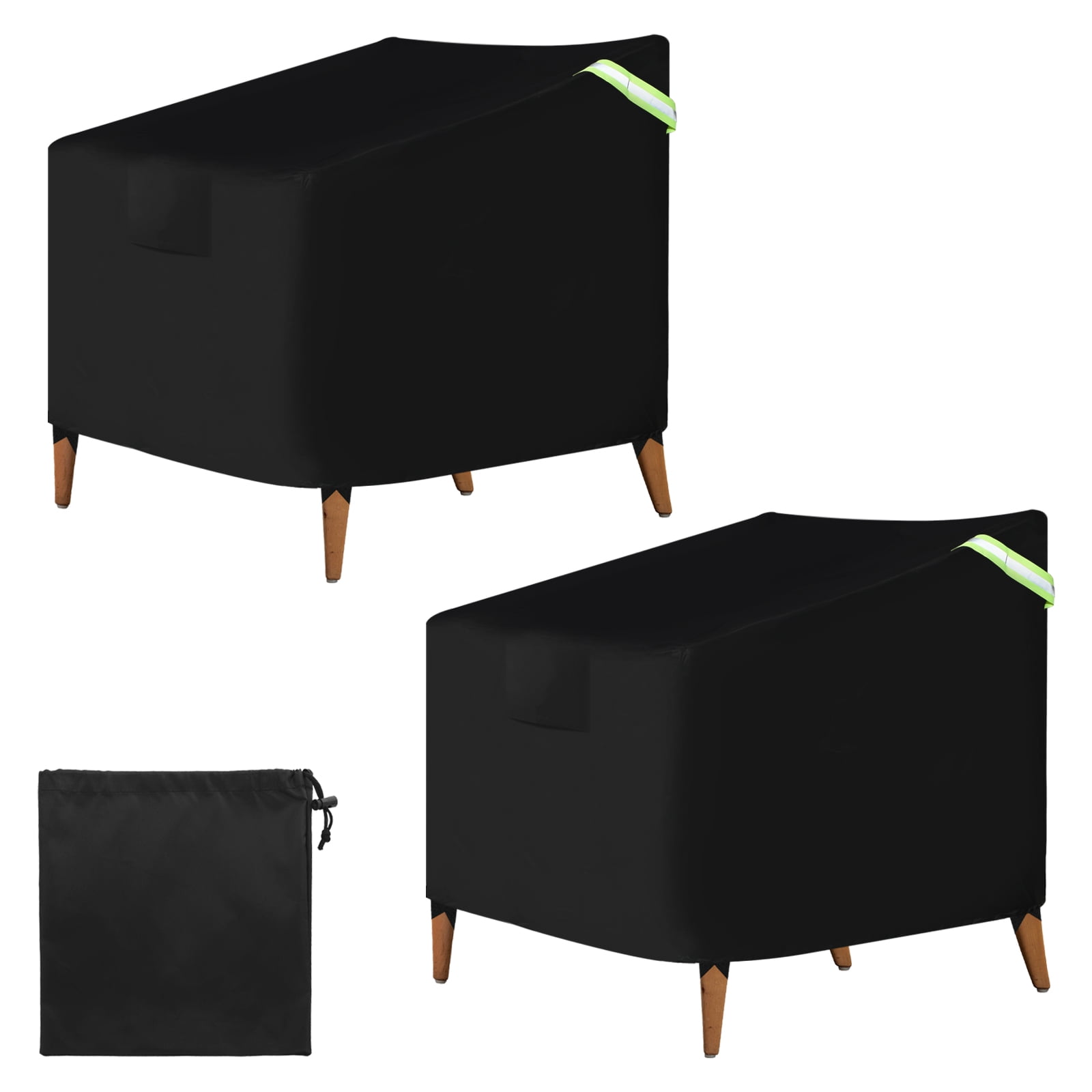 Uxcell Outdoor Chair Covers 43" W x 42" D x 42" H Large Waterproof Patio Furniture Cover Stack Chair Cover, Black 2 Pack