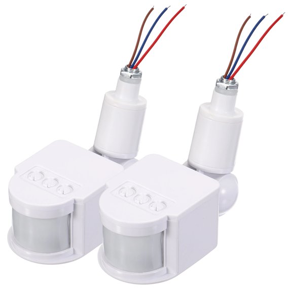Uxcell Outdoor Motion Sensor, 2Pcs Replacement Infrared PIR Motion Detector DC12V 180 Adjustable Sensitivity 5S-6Min Delay Timer 0.4" Hole for Security Floodlight LED Lighting, White