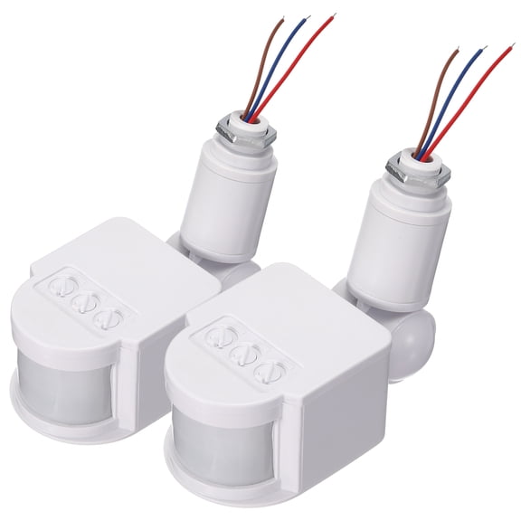 Uxcell Outdoor Motion Sensor, 2Pcs Replacement Infrared PIR Motion Detector DC12V 180 Adjustable Sensitivity 5S-6Min Delay Timer 0.6" Hole for Security Floodlight LED Lighting, White