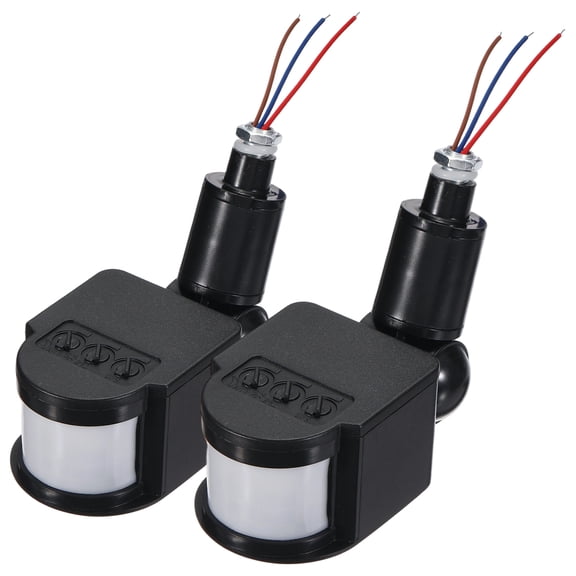 Uxcell Outdoor Motion Sensor, 2Pcs Replacement Infrared PIR Motion Detector DC24V 180 Adjustable Sensitivity 5S-6Min Delay Timer 0.4" Hole for Security Floodlight LED Lighting, Black