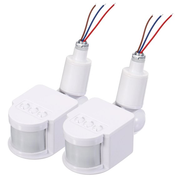 Uxcell Outdoor Motion Sensor, 2Pcs Replacement Infrared PIR Motion Detector DC24V 180 Adjustable Sensitivity 5S-6Min Delay Timer 0.4" Hole for Security Floodlight LED Lighting, White