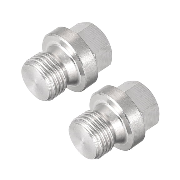 Uxcell Outer Hex Head Plug 304 Stainless Steel Solid Thread Corrosion Resistant Bung Plug Pipe Fitting 2Pcs 0.67" x 0.55"(L x Max.D)