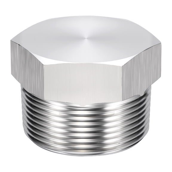 Uxcell Outer Hex Head Socket Pipe Plug Fitting, 1-1/2" NPT Male Threaded End Cap, 304 Stainless Steel Outer Hex Thread Pipe Fittings for Water Pump, Engine, Industrial Piping
