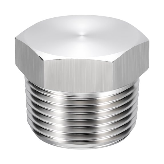 Uxcell Outer Hex Head Socket Pipe Plug Fitting, 1" NPT Male Threaded End Cap, 304 Stainless Steel Outer Hex Thread Pipe Fittings for Water Pump, Engine, Industrial Piping