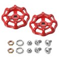 thumbnail image 1 of Uxcell Outside Faucet Handle Square Stem Hole 7x7mm, Cast Steel Faucet Round Wheel Handle with Screws Spacer, Red,2Pcs, 1 of 5