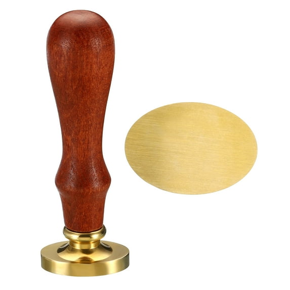 Uxcell Oval Blank Wax Seal Stamp, Removable Brass Head without Carving Wooden Handle Retro