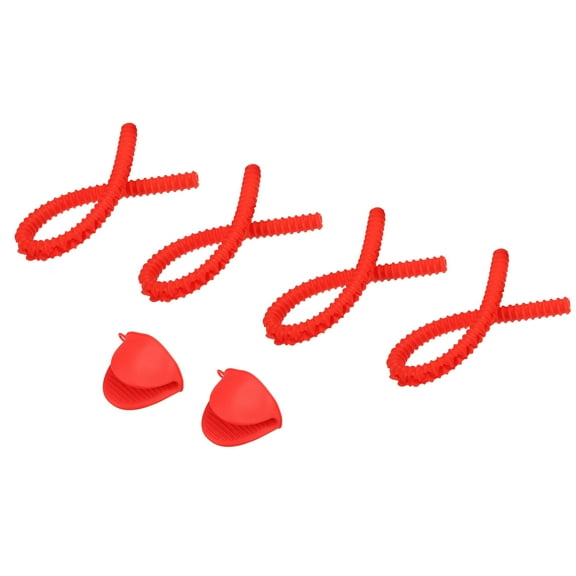 Uxcell Oven Rack Shields, 4 Pack Silicone Oven Shelf Rack Guard Protector and 2 Mitts,Red