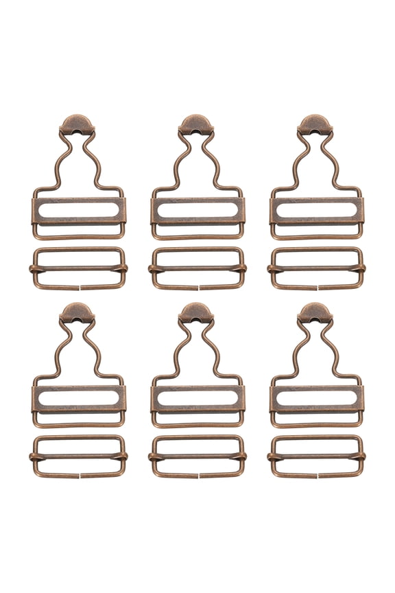 Overall Buckles, 6 Sets Metal Suspender Replacement Buckles 32mm, Copper Tone