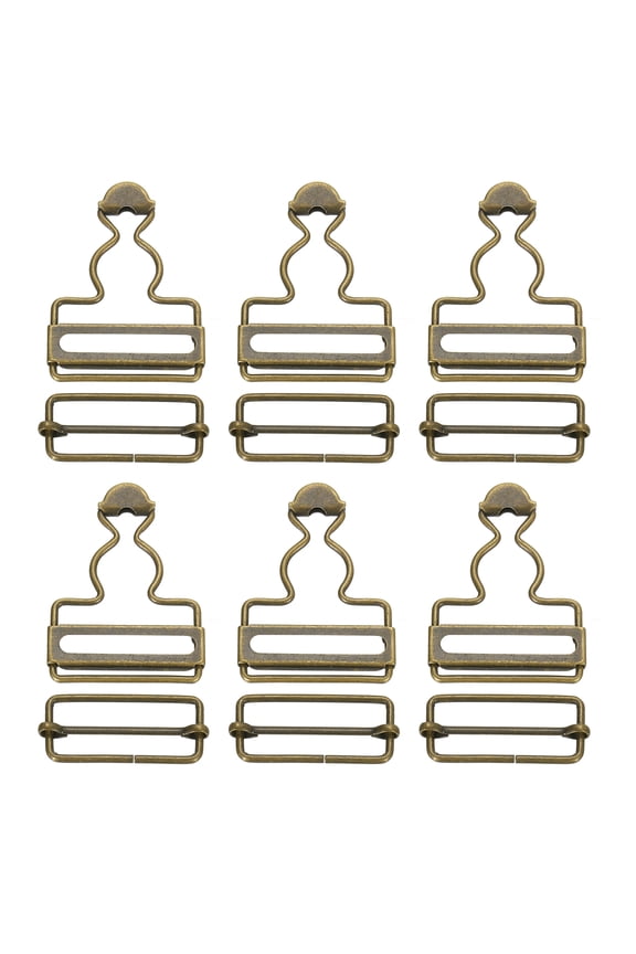 Overall Buckles, 6 Sets Metal Suspender Replacement Buckles 35mm, Bronze