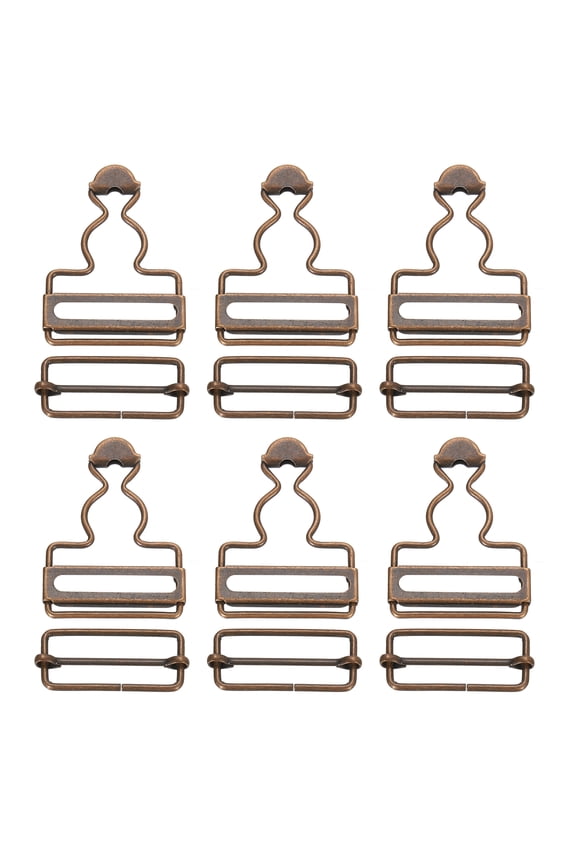 Overall Buckles, 6 Sets Metal Suspender Replacement Buckles 35mm, Copper Tone