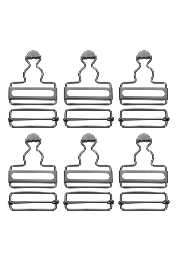 Overall Buckles, 6 Sets Metal Suspender Replacement Buckles 38mm, Black