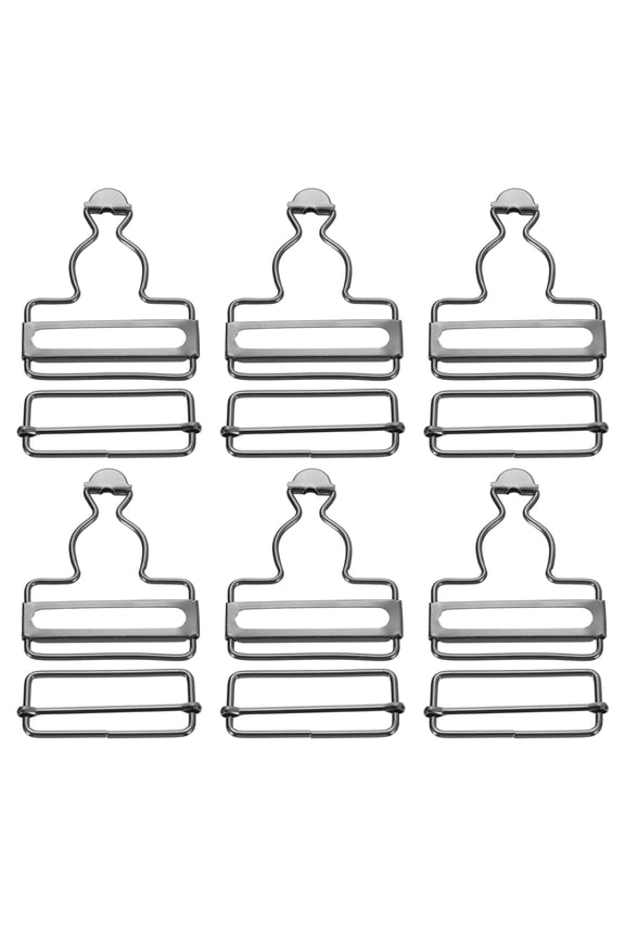 Overall Buckles, 6 Sets Metal Suspender Replacement Buckles 45mm, Black