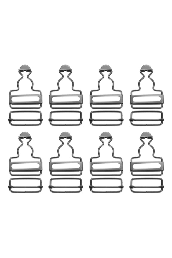 Overall Buckles, 8 Sets Metal Suspender Replacement Buckles 32mm, Black