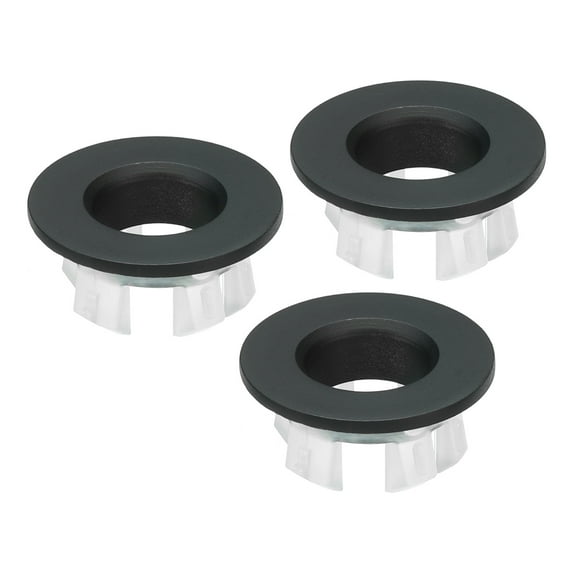 Uxcell Overflow Ring, Sink Round Cover Basin Trim Brass Insert in Hole Round Caps for Kitchen Bathroom, Black 3Pcs