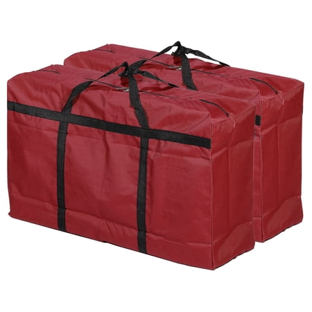 Uxcell Oxford Cloth 125L Capacity Storage Tote with Zippers Clothes Moving Tote Bags, Red 2 Pack