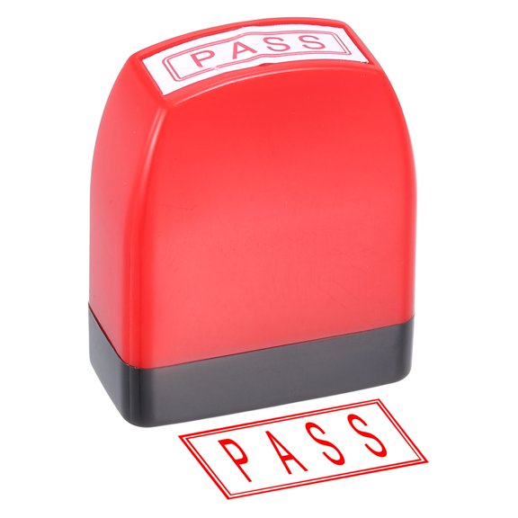 Uxcell PASS Notice Stamp Self Inking, Red Ink Refillable Office Stamp Pre Inked Message Business, Red Black