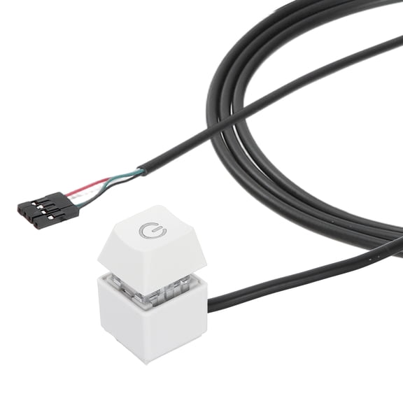 Uxcell PC Power Button with 70" Black Cable Desktop Computer External Power Switch ON/Off LED PC Power Supply Button Extention with Splitter for Computer Motherboard, White