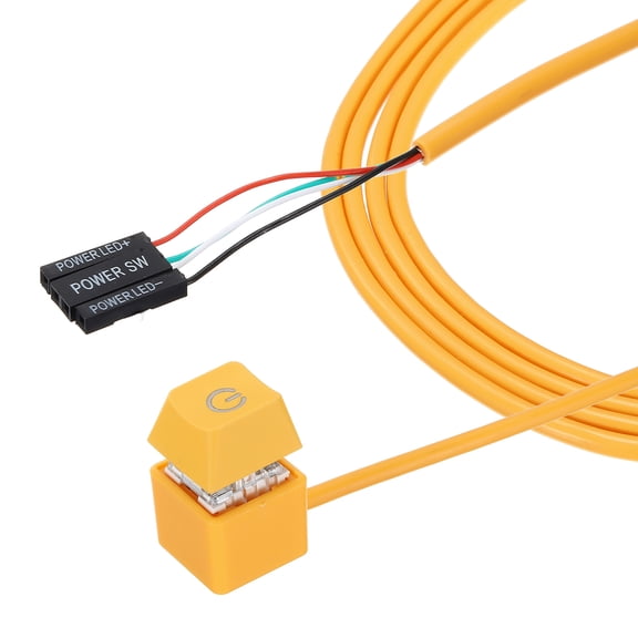 Uxcell PC Power Button with 70" Cable Desktop Computer External Power Switch ON/Off LED PC Power Supply Button Extention with Splitter for Computer Motherboard, Orange