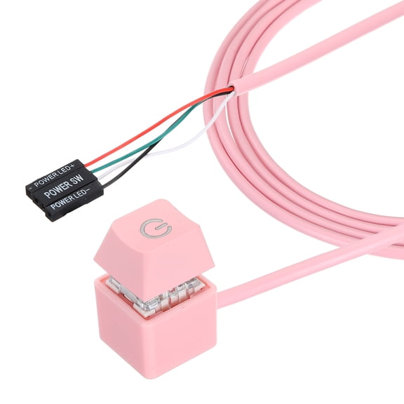 Uxcell PC Power Button with 70" Cable Desktop Computer External Power Switch ON/Off LED PC Power Supply Button Extention with Splitter for Computer Motherboard, Pink