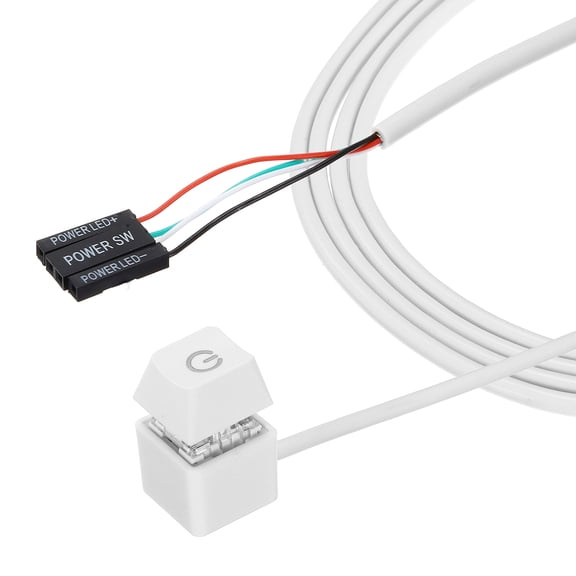 Uxcell PC Power Button with 70" Cable Desktop Computer External Power Switch ON/Off LED PC Power Supply Button Extention with Splitter for Computer Motherboard, White