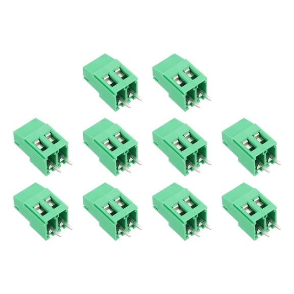Uxcell PCB Terminal Block Connectors, 10 Pcs 2 Pin 5.08mm/0.2" Pitch PCB Mount Screw Terminal Block Connector(Can be Spliced) 300V 20A for Electronic Projects(Green, 10x23x10.5mm)