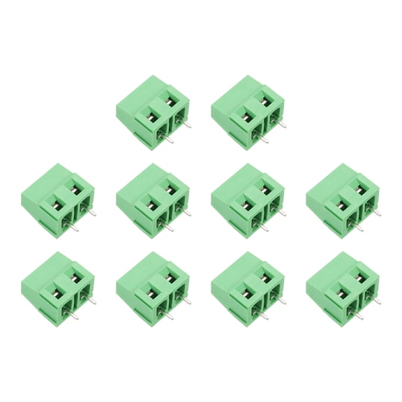 Uxcell PCB Terminal Block Connectors, 10 Pcs 2 Pin 7.5mm/0.3" Pitch PCB Mount Screw Terminal Block Connector(Can be Spliced) 300V 10A for Electronic Projects(Green, 15.5x19x10mm)