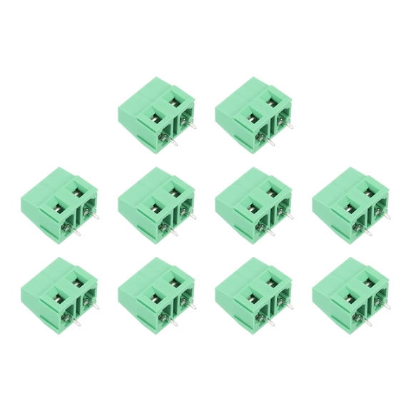 Uxcell PCB Terminal Block Connectors, 10 Pcs 2 Pin 7.62mm/0.3" Pitch PCB Mount Screw Terminal Block Connector(Can be Spliced) 300V 10A for Electronic Projects(Green, 16x19x10mm)