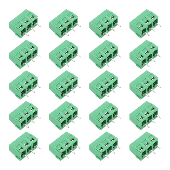 Uxcell PCB Terminal Block Connectors, 20 Pcs 3 Pin 5mm/0.2" Pitch PCB Mount Screw Terminal Block Connector(Can be Spliced) 300V 10A for Electronic Projects(Green, 15.5x14.5x8mm)