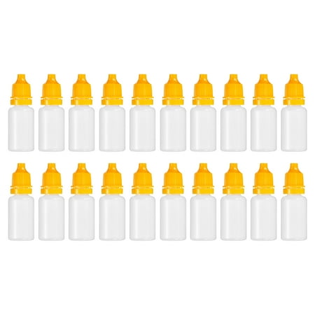 Uxcell PE 10ml Liquid Dropper Bottle Eye Dropper Container with Cap, Yellow 20 Pack