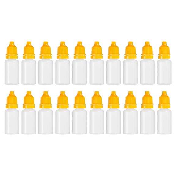 Uxcell PE 10ml Liquid Dropper Bottle Eye Dropper Container with Cap, Yellow 20 Pack